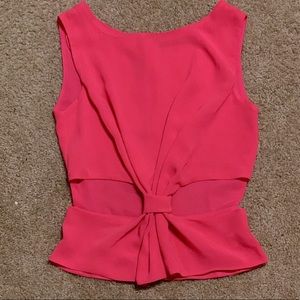 Hot Pink fun cut out front Foreign Exchange shirt